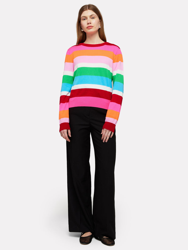 Multi Stripe Crew-Sweaters-Uniquities