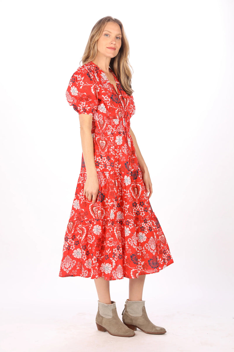 Puff Sleeve Midi Dress-Dresses-Uniquities