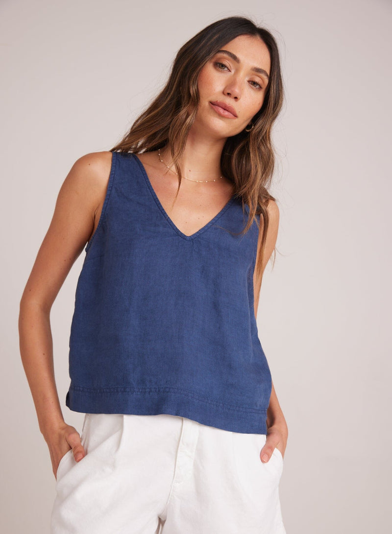 Sleeveless Button Back V-Neck Top-Tops/Blouses-Uniquities