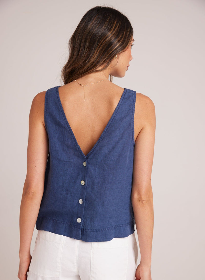Sleeveless Button Back V-Neck Top-Tops/Blouses-Uniquities