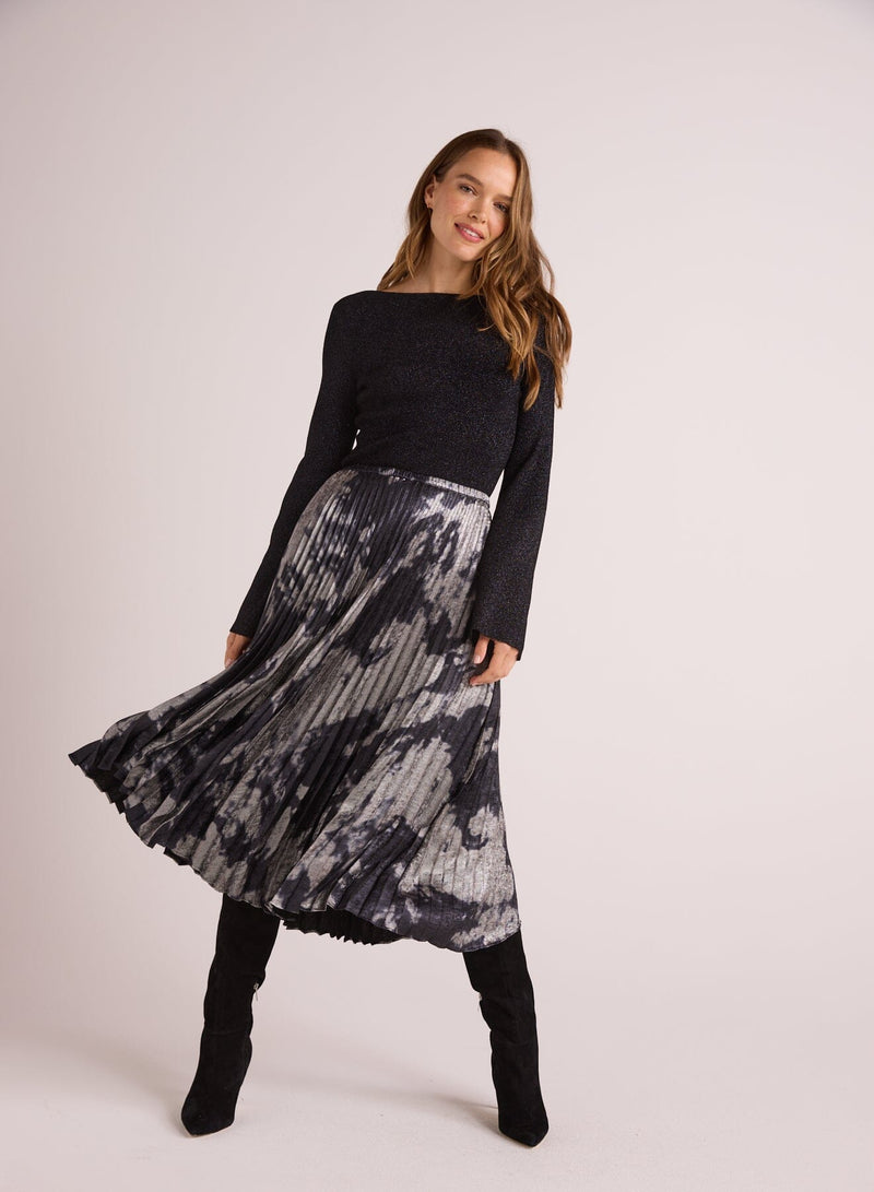 Hand Pleated Midi Skirt-Bottoms-Uniquities