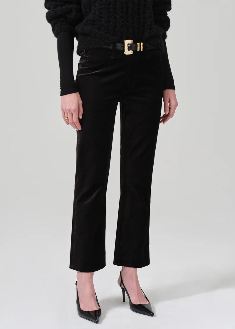 Isola Cropped Trouser in Velvet-Denim-Uniquities