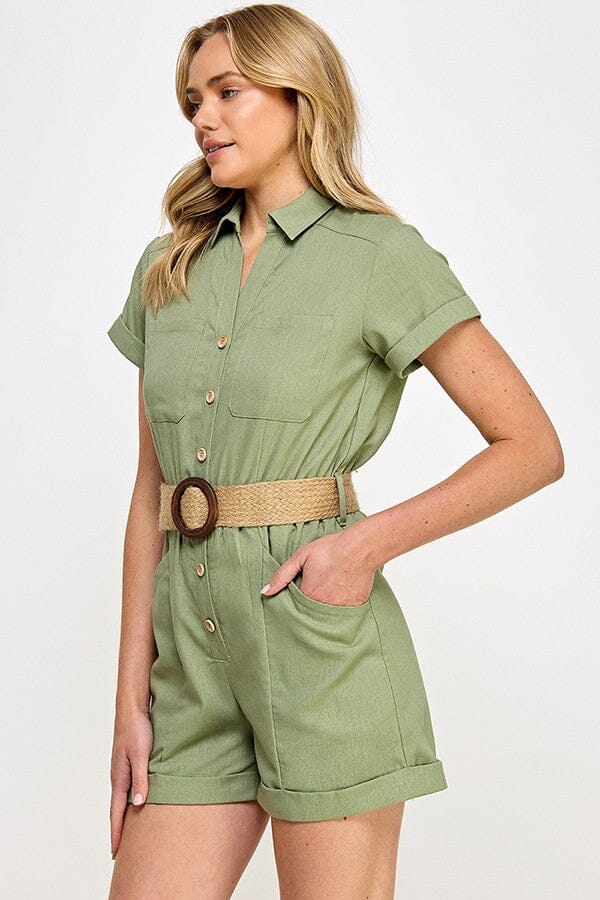 Keaton Linen Romper-Jumpsuits & Rompers-Uniquities