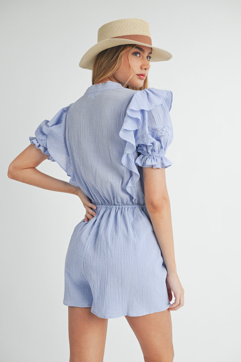 Victoria Puff Sleeve Romper-Jumpsuits & Rompers-Uniquities