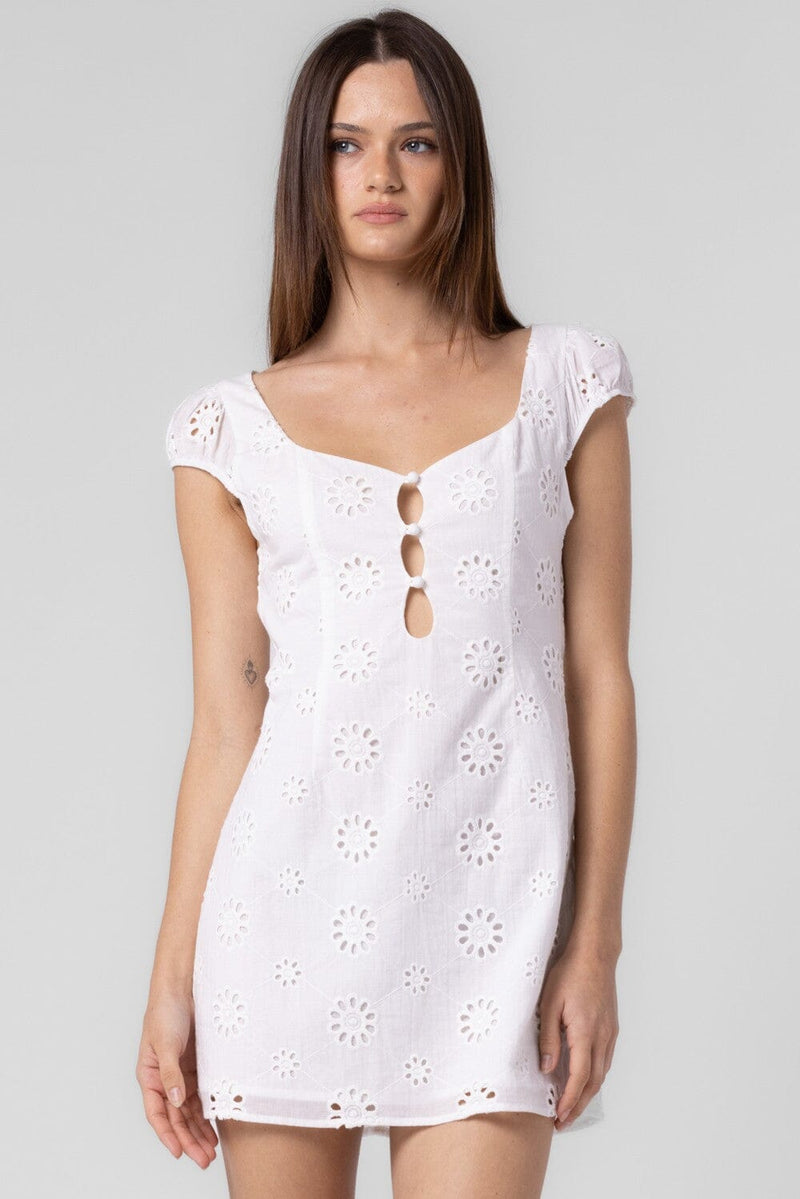 Avery Eyelet Mini Dress-Dresses-Uniquities