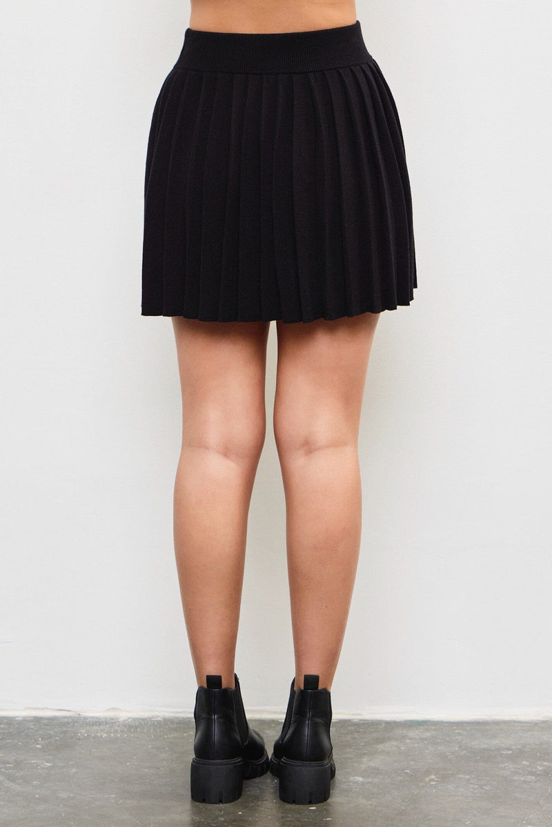 Dolly Pleated Knit Skirt-Bottoms-Uniquities