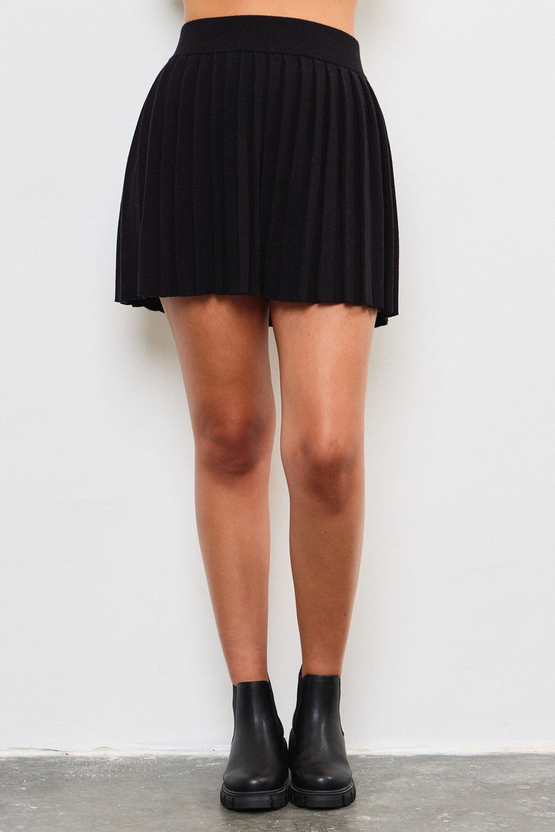 Dolly Pleated Knit Skirt-Bottoms-Uniquities