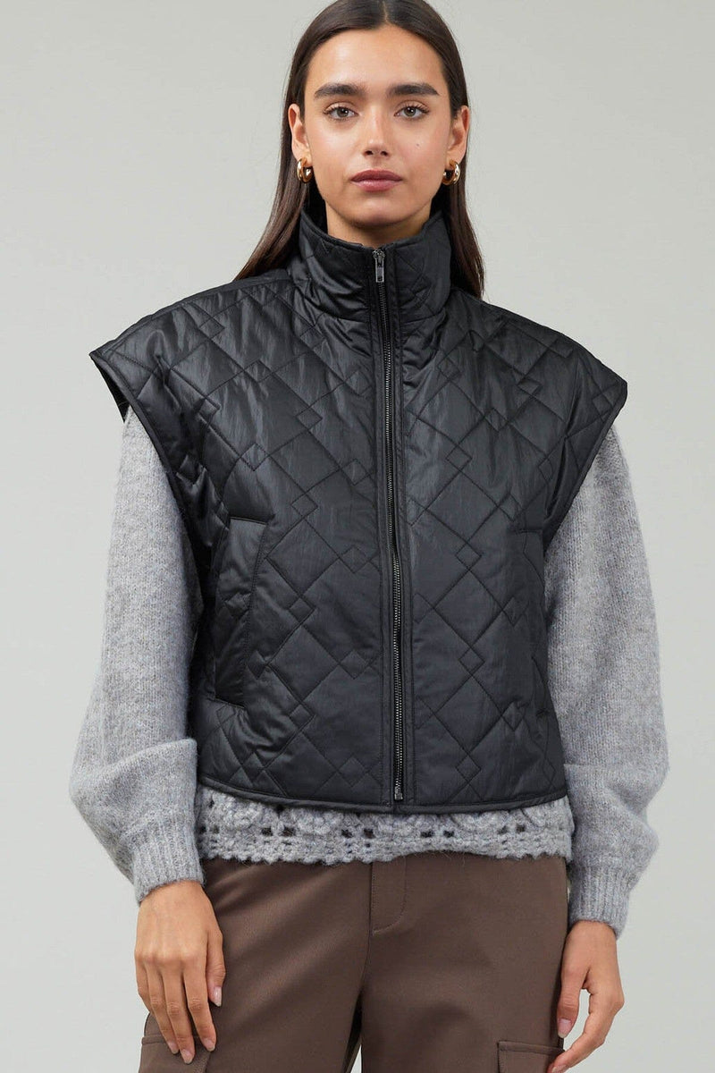 Quilted Coated Margo Vest-Jackets-Uniquities