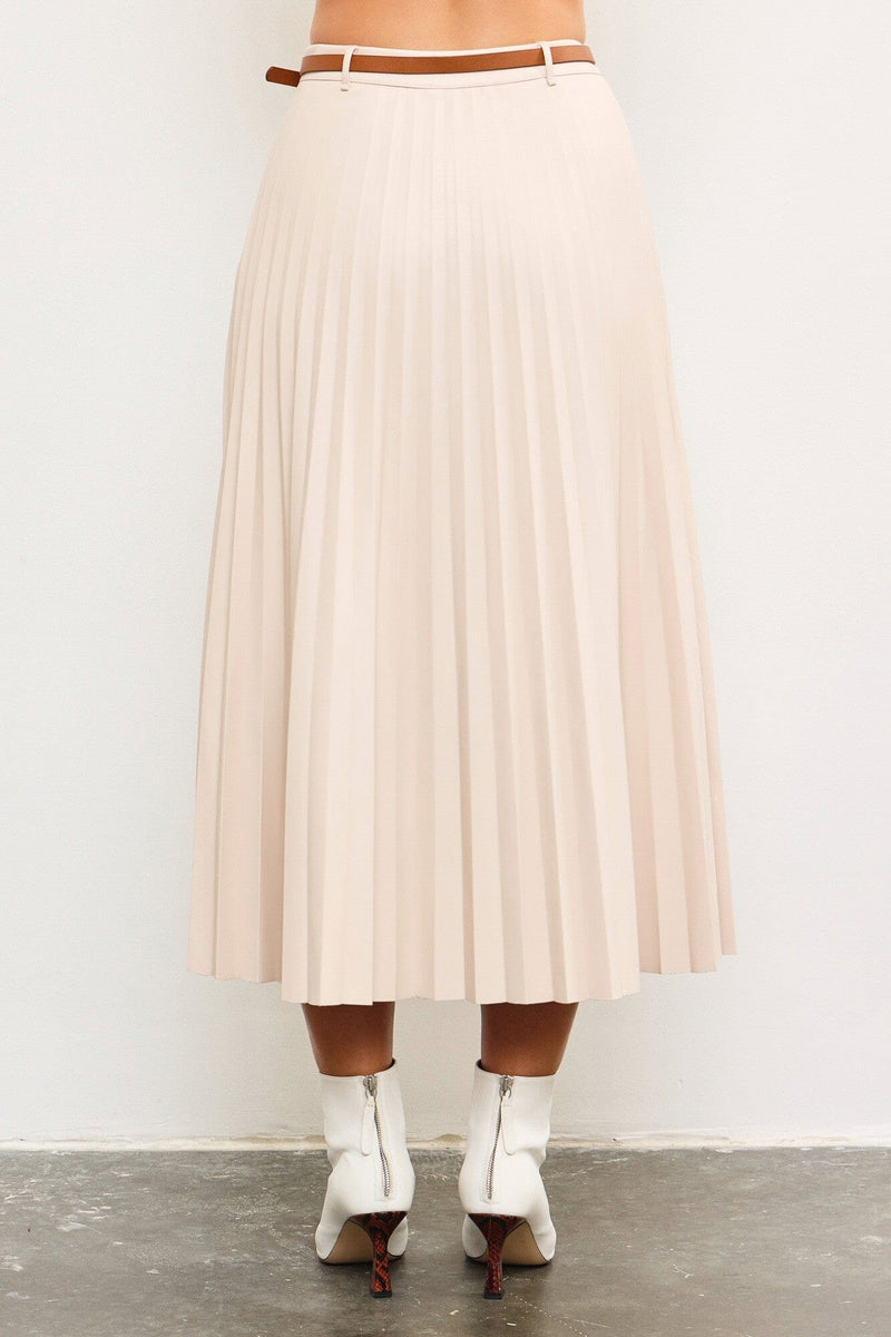 Vera Belted Pleated Skirt-Bottoms-Uniquities