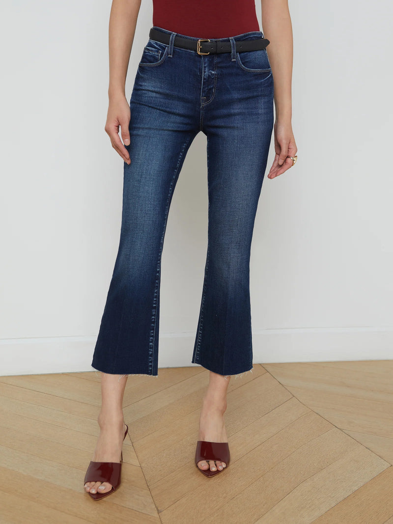 Kendra High Rise Crop Flare Jeans-Denim-Uniquities