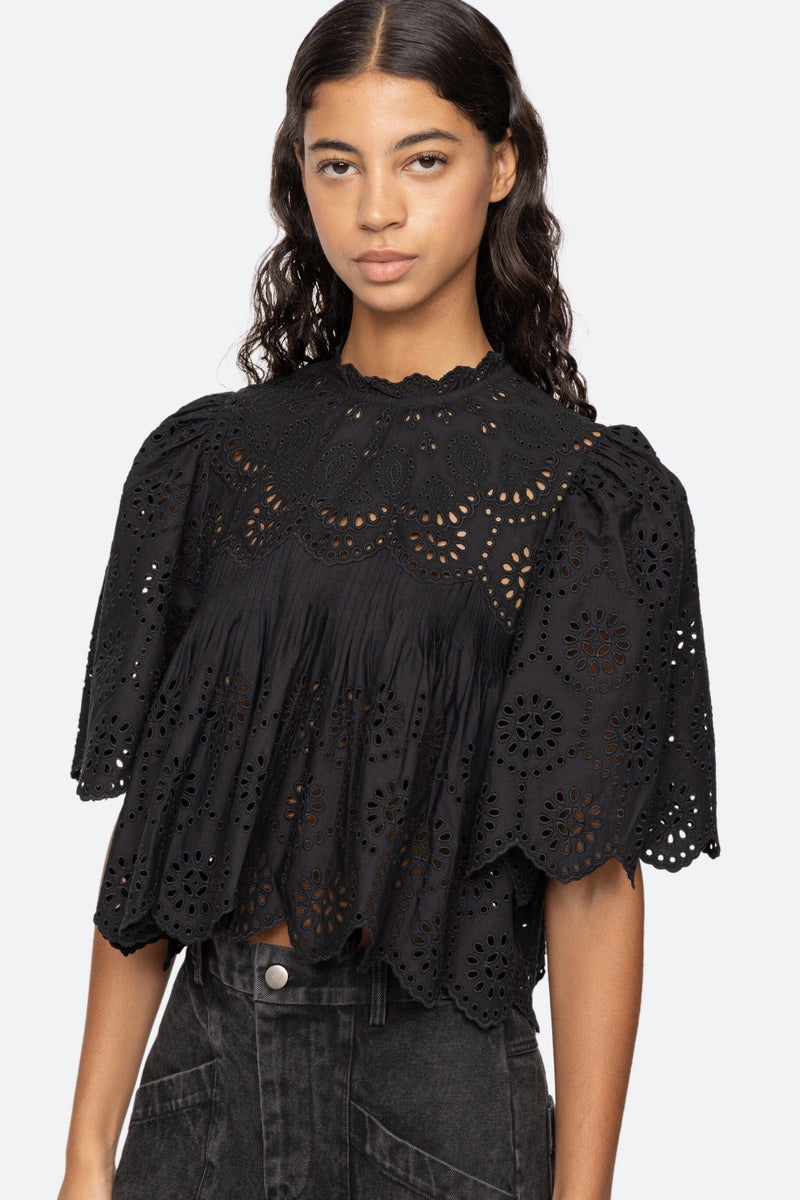 Lainey Embroidery Short Sleeve Top-Tops/Blouses-Uniquities