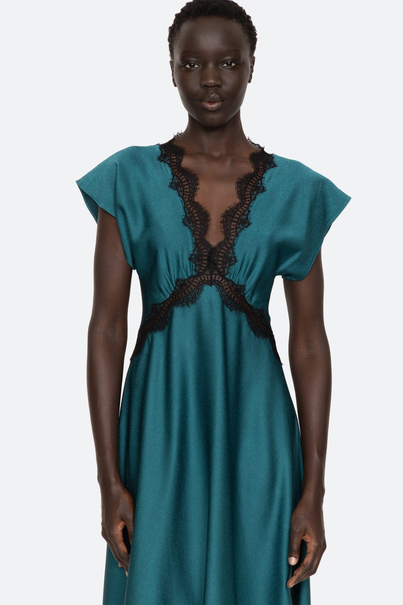 Noa Satin V-Neck Maxi Dress-Dresses-Uniquities