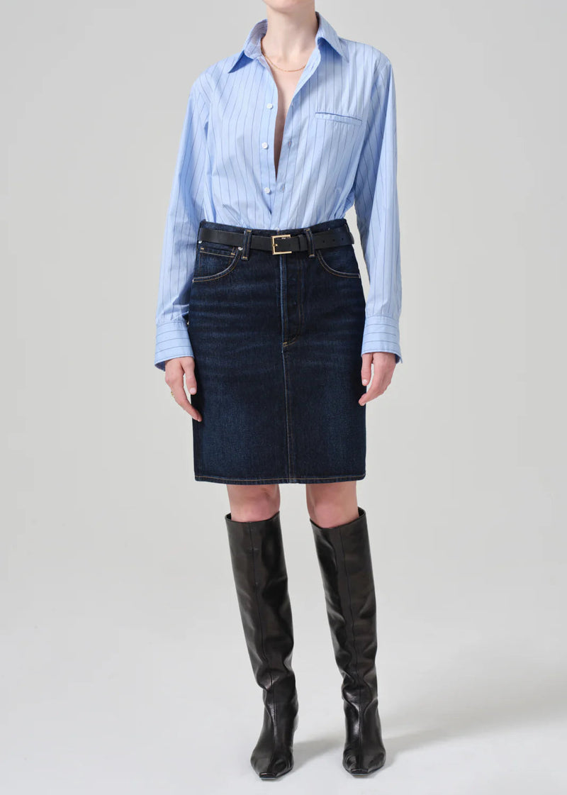 Etta Pencil Skirt-Denim-Uniquities