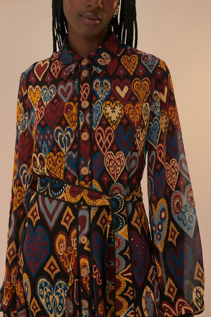 Hearts Ikat Mini Dress-Dresses-Uniquities