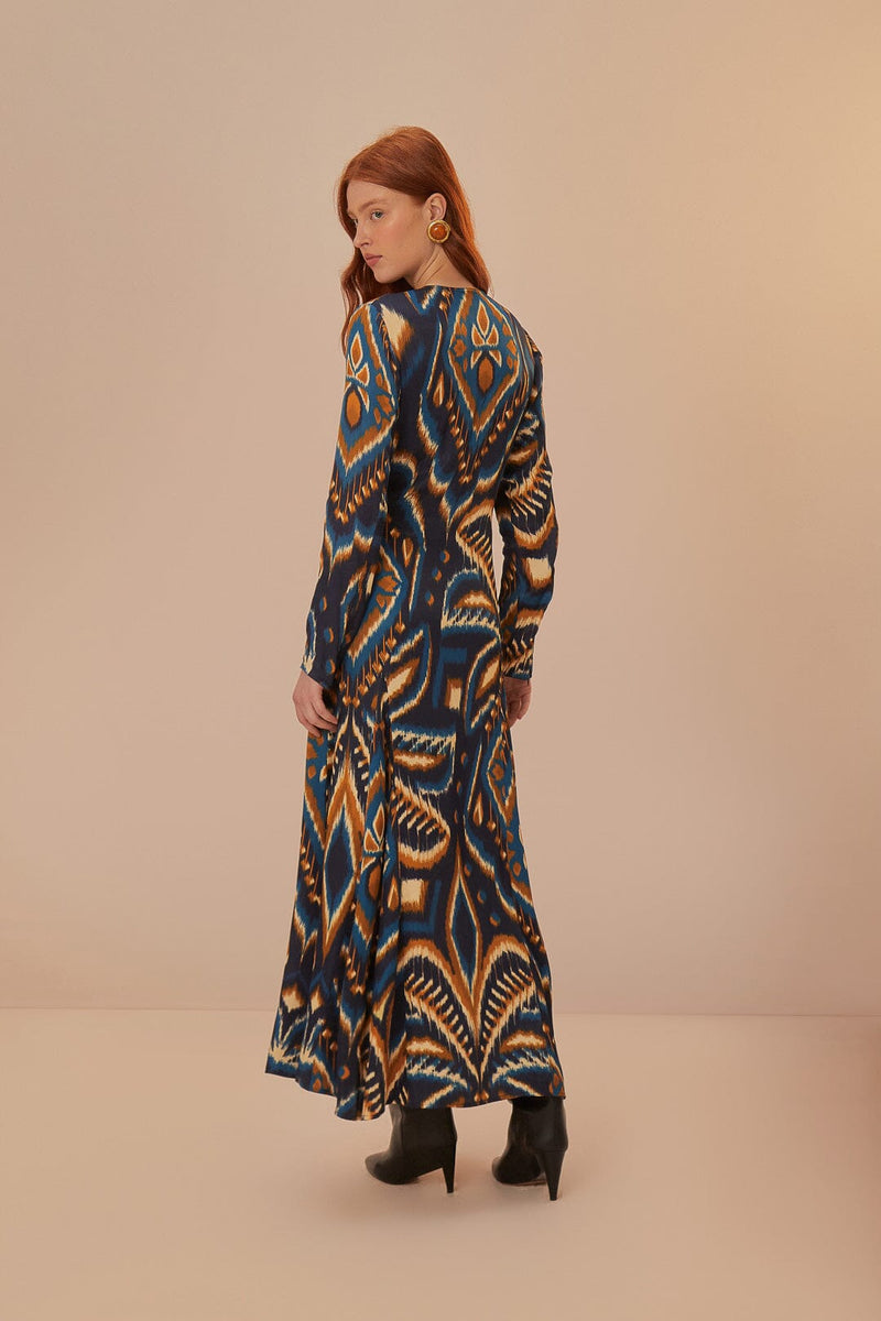 Pineapple Ikat Maxi Dress-Dresses-Uniquities