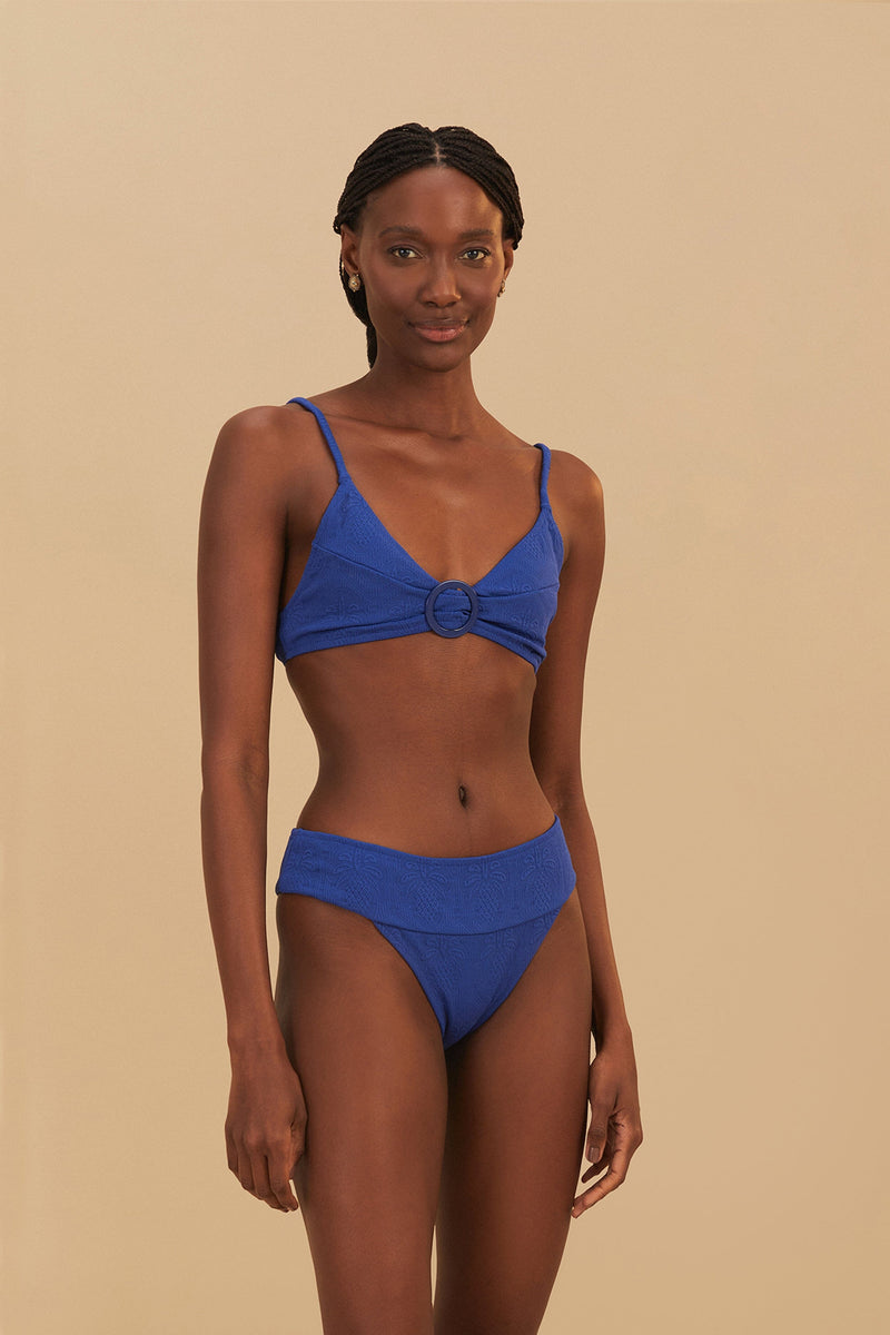 Blue Matelasse Bikini Top-Swimwear-Uniquities