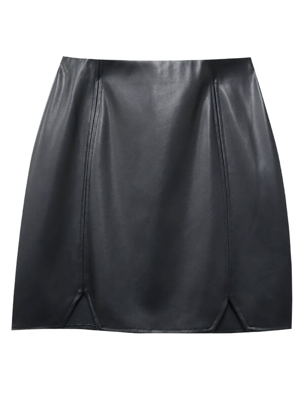 Macy Faux Leather Mini Skirt-Bottoms-Uniquities