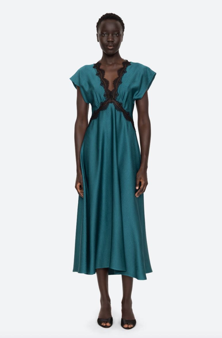 Noa Satin V-Neck Maxi Dress-Dresses-Uniquities