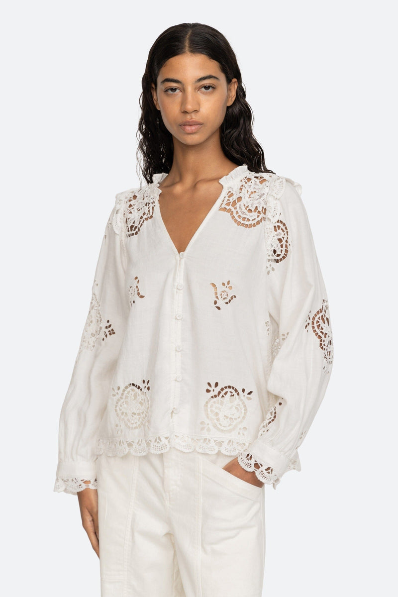 Edith Embroidery Long Sleeve Top-Tops/Blouses-Uniquities