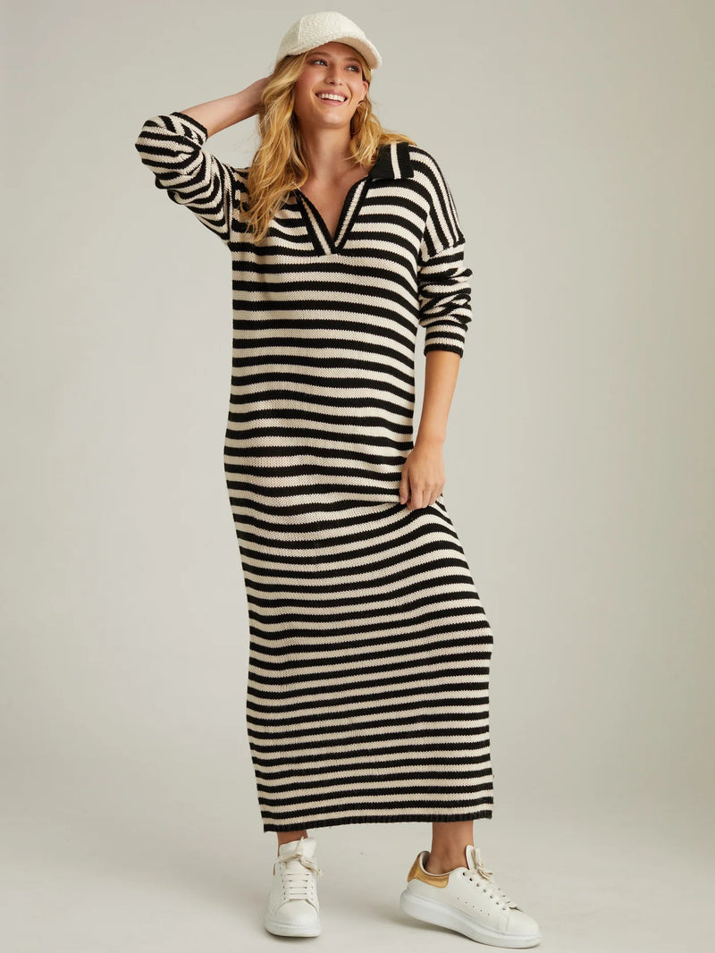 Raya Striped Polo Dress-Dresses-Uniquities