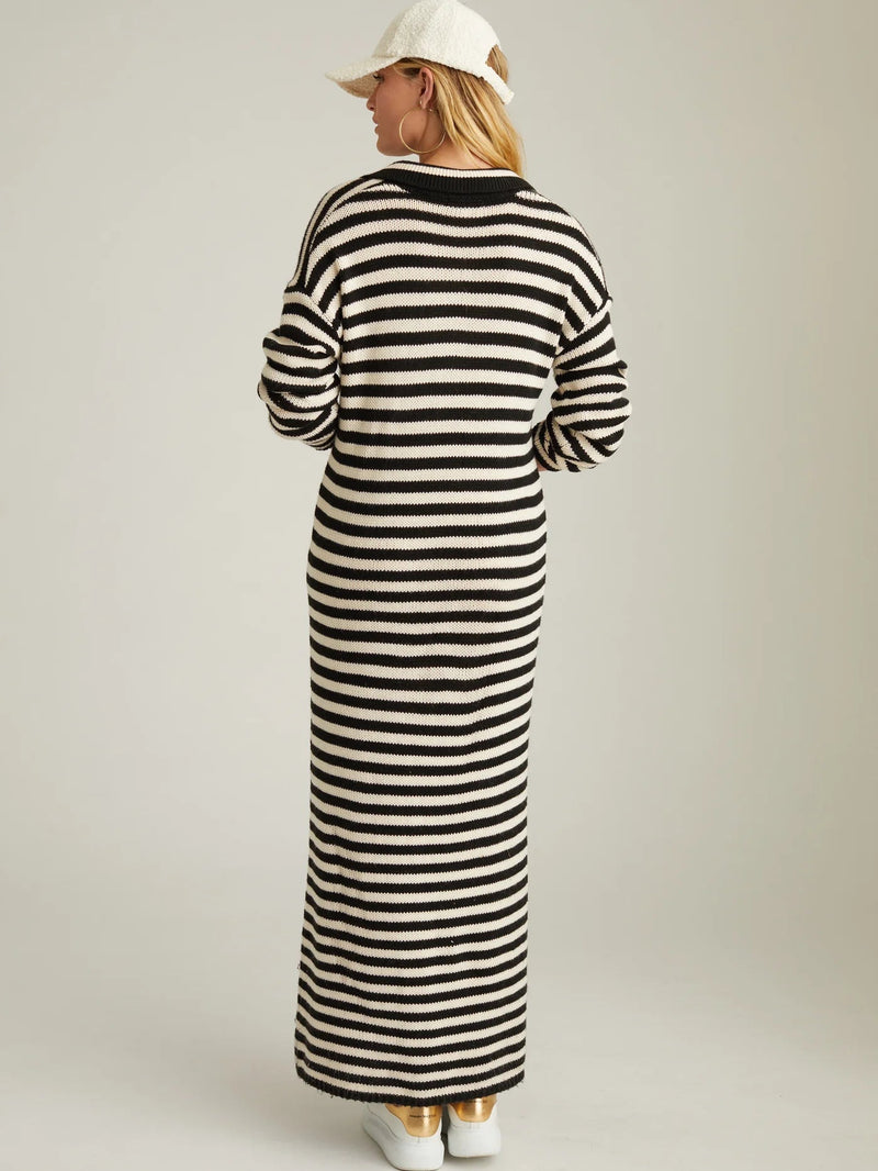 Raya Striped Polo Dress-Dresses-Uniquities