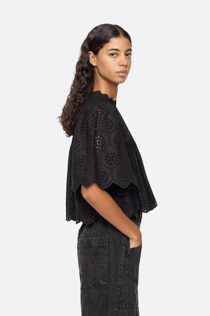 Lainey Embroidery Short Sleeve Top-Tops/Blouses-Uniquities