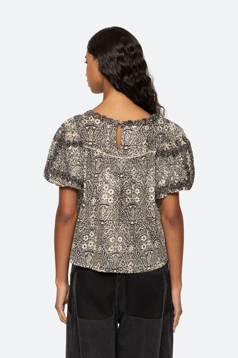 Katrine Print Puff Sleeve Top-Tops/Blouses-Uniquities