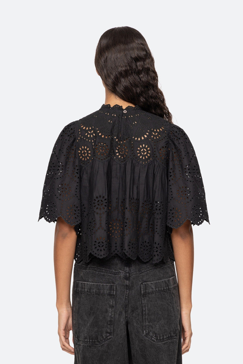 Lainey Embroidery Short Sleeve Top-Tops/Blouses-Uniquities