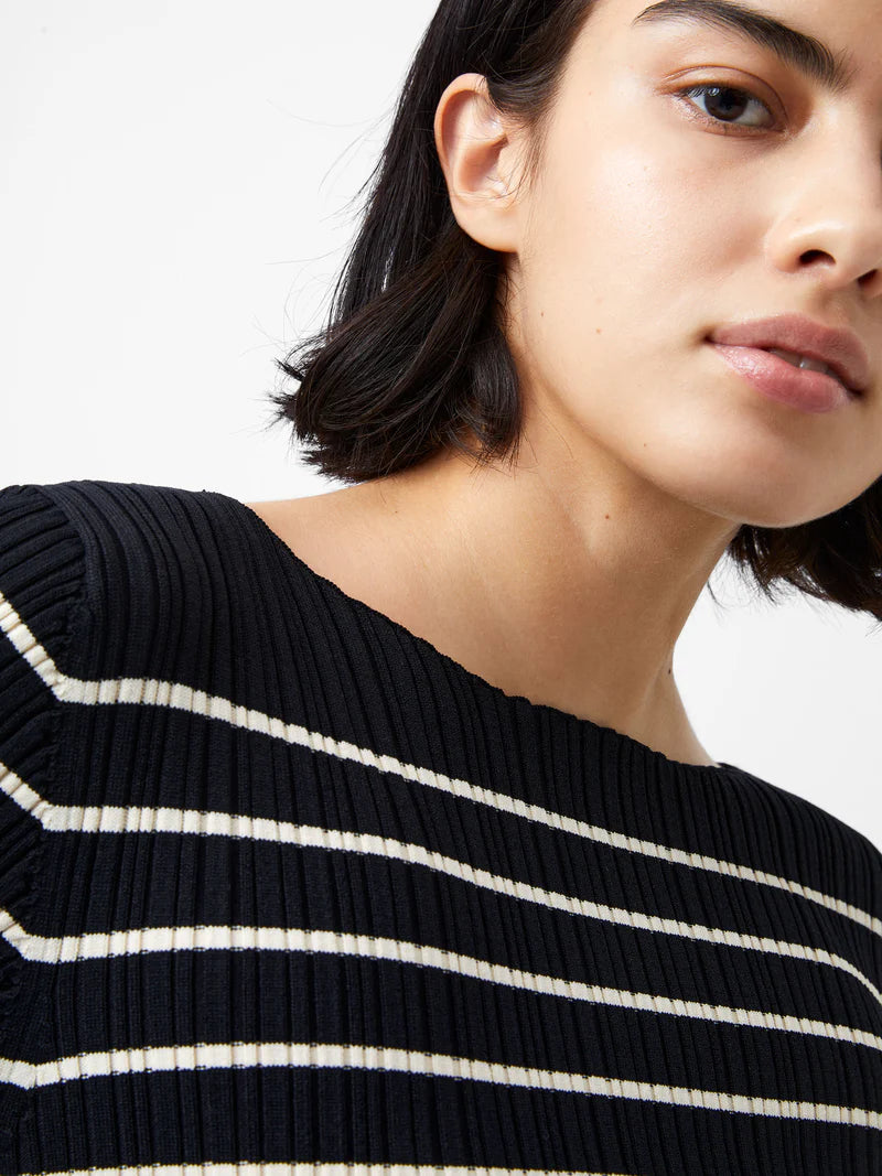 Stripe Crinkle Knit Top-Sweaters-Uniquities