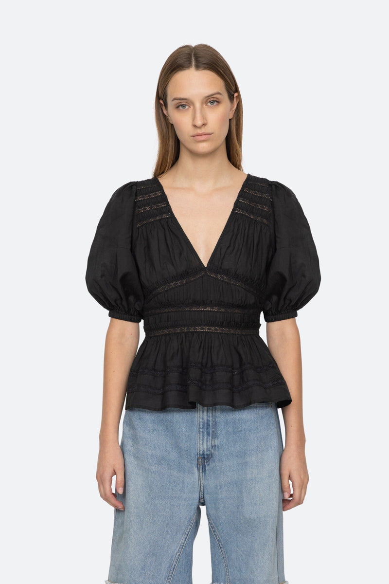 Nomi Solid V-Neck Top-Tops/Blouses-Uniquities