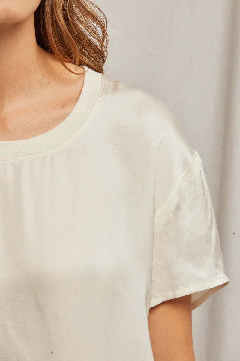 Delphine Satin Crew Neck-Tops/Blouses-Uniquities