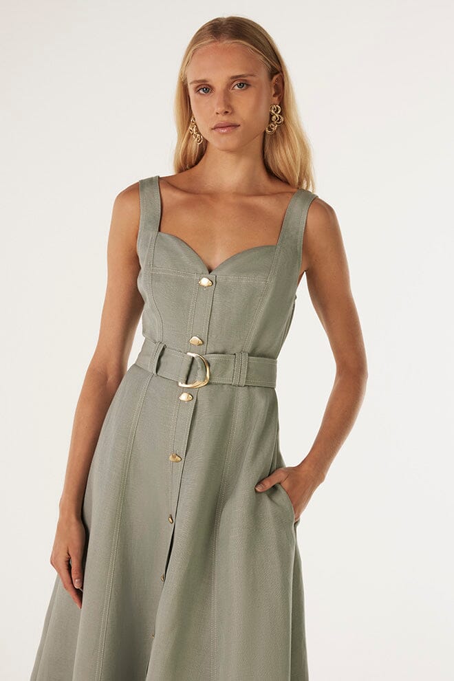 Clay Belted Midi Dress-Dresses-Uniquities