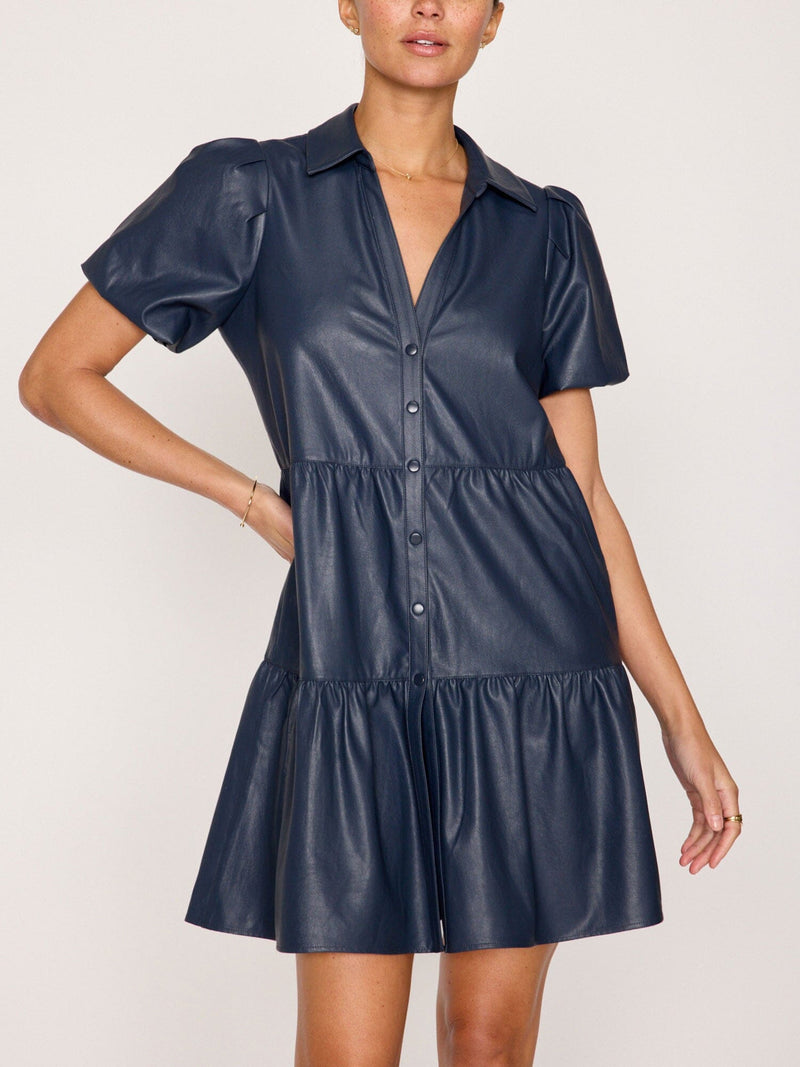 Havana Vegan Leather Mini Dres-Dresses-Uniquities