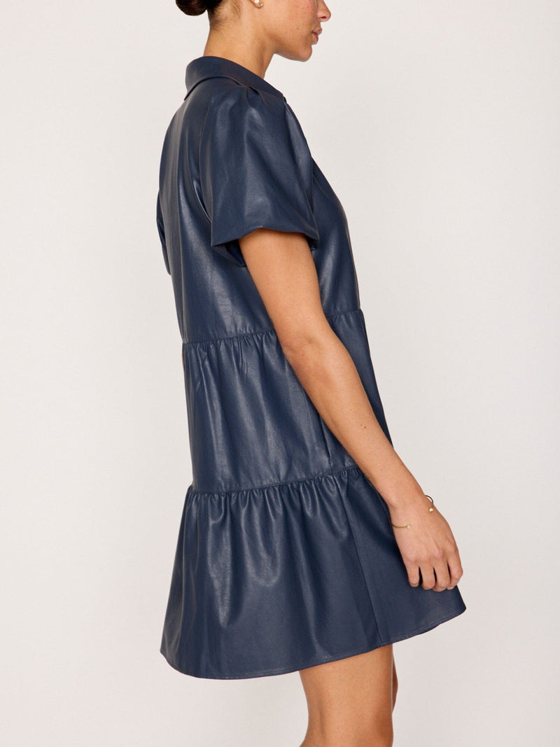 Havana Vegan Leather Mini Dres-Dresses-Uniquities