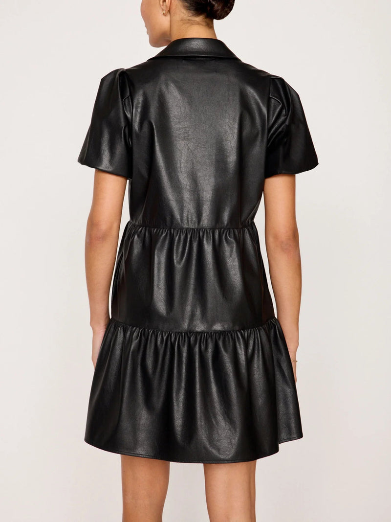 Havana Vegan Leather Mini Dress-Dresses-Uniquities