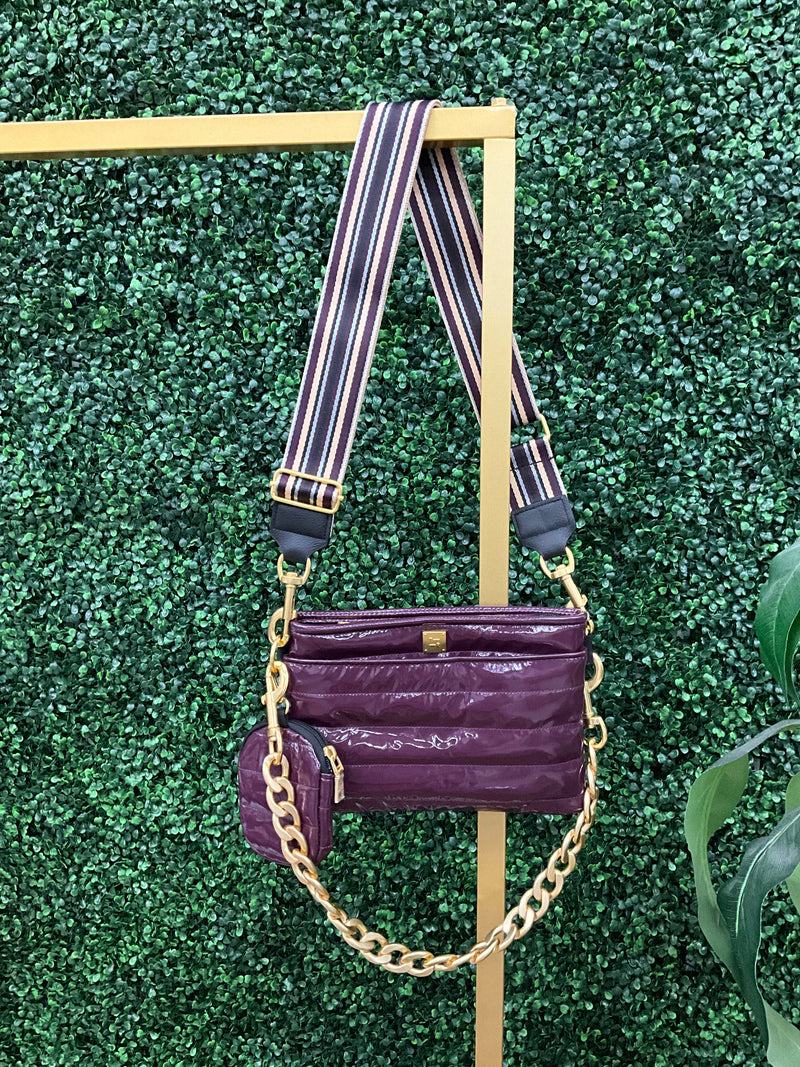 Downtown Crossbody Aubergine Patent-Accessories-Uniquities