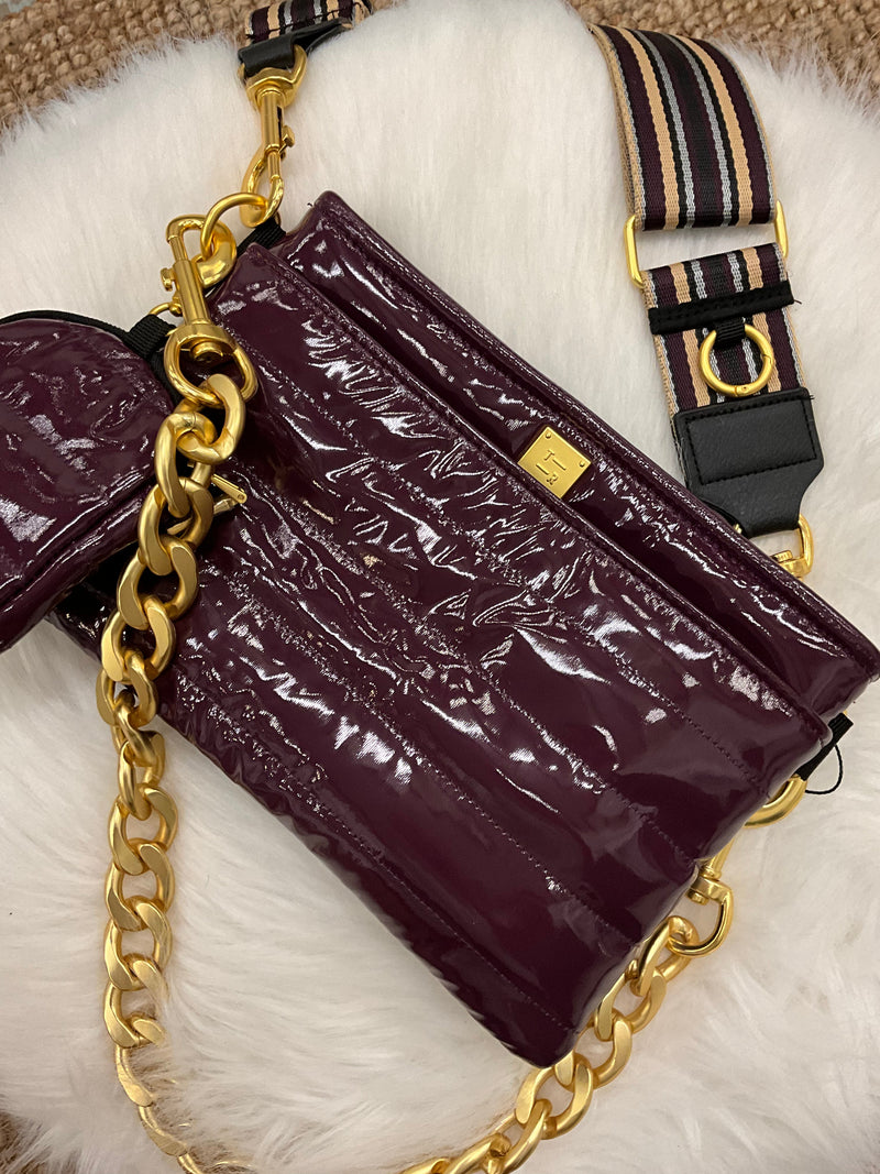 Downtown Crossbody Aubergine Patent-Accessories-Uniquities