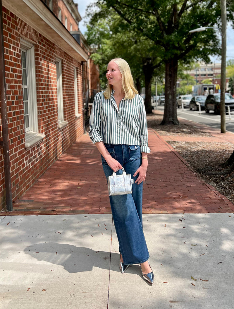 Raven Patch Pocket Wide Leg Jeans-Denim-Uniquities