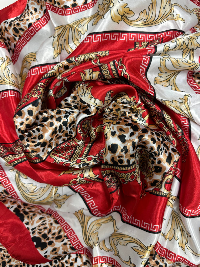 Animal Print Silk Square Scarf-Accessories-Uniquities