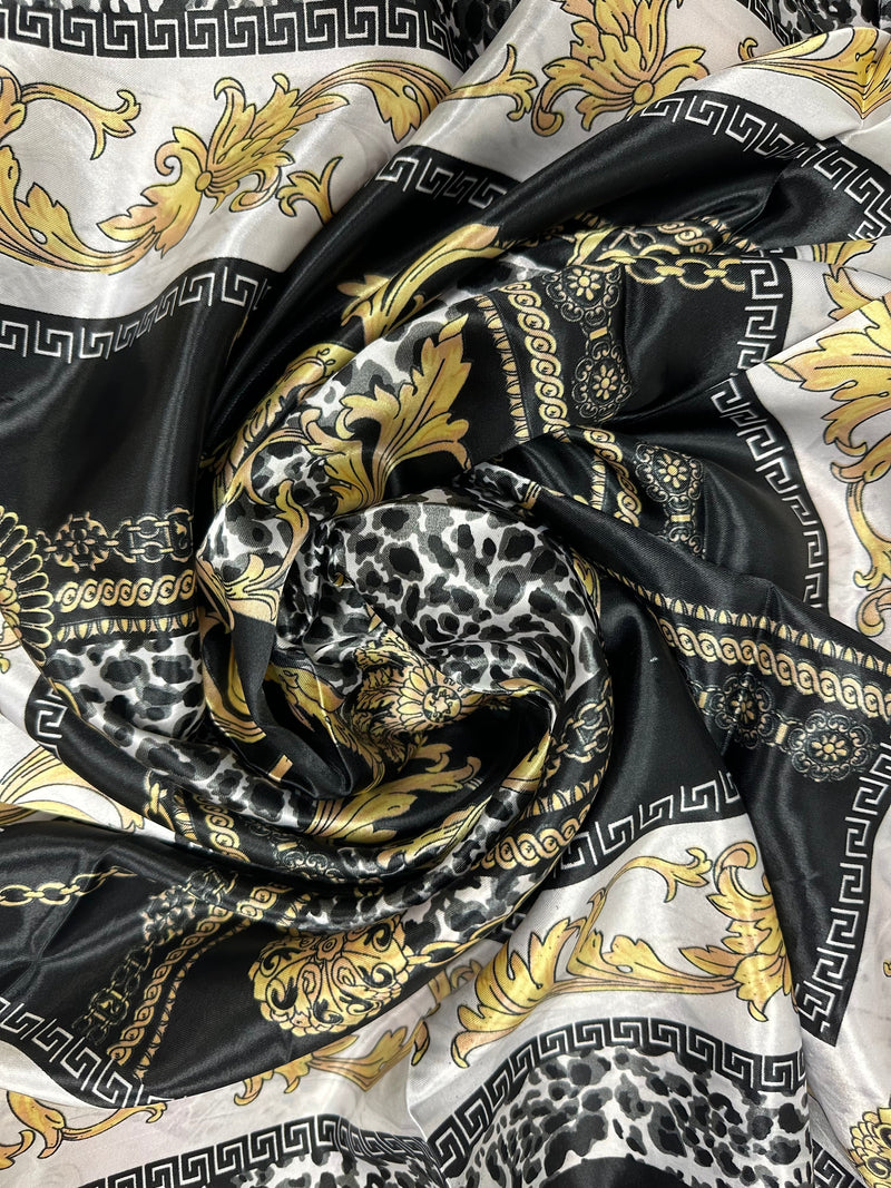 Animal Print Silk Square Scarf-Accessories-Uniquities