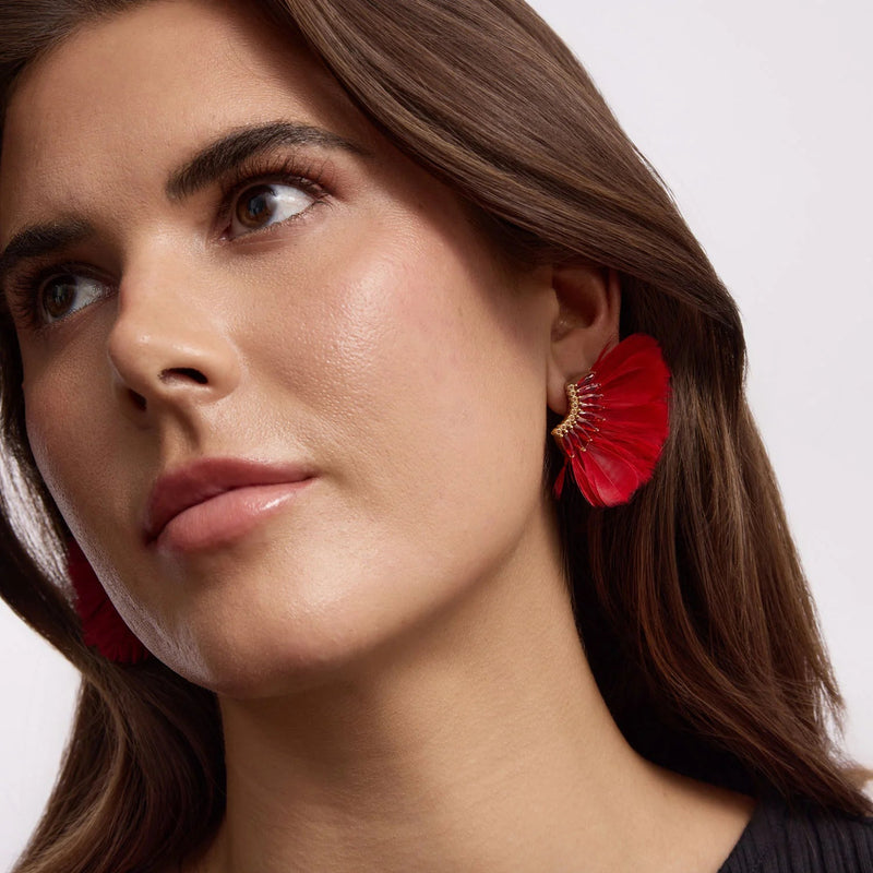 Luxe Mini Madeline Feather Earrings-Jewelry-Uniquities