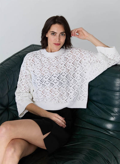 Open Pointelle Stitch Dolman-Sweaters-Uniquities