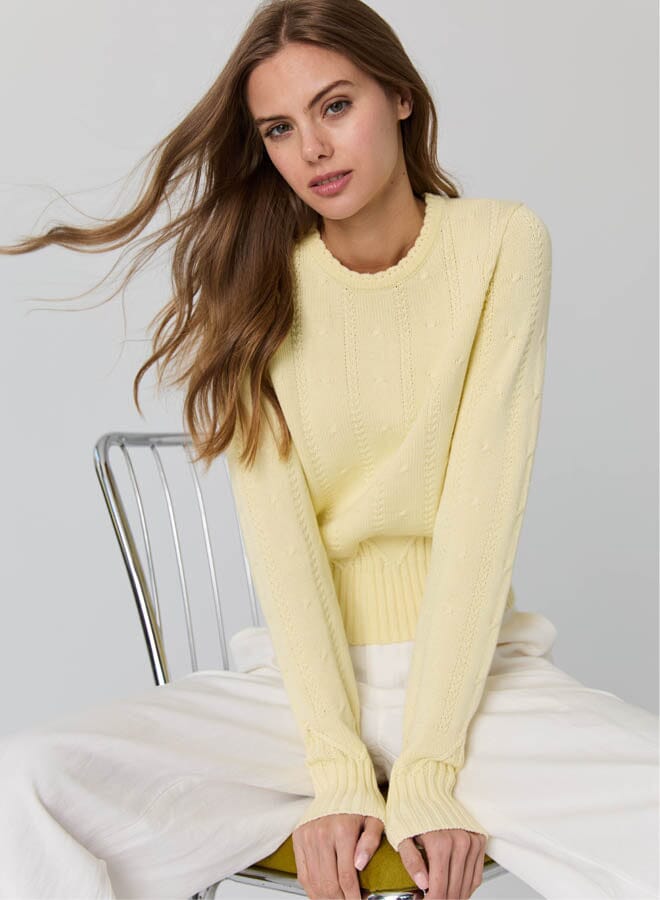 Cropped Crew With Zig Zag Bottom-Sweaters-Uniquities