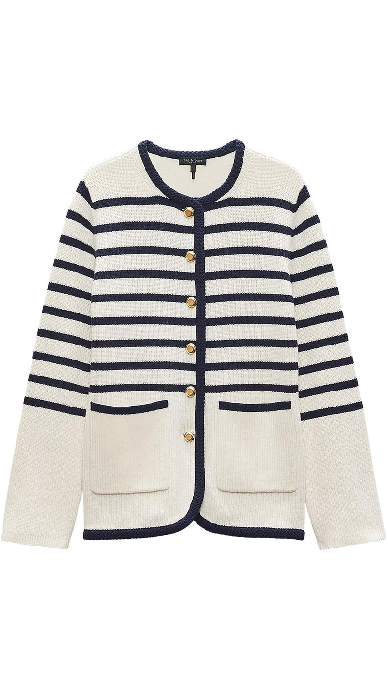 Nancy Long Stripe Cardigan-Sweaters-Uniquities