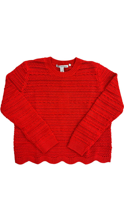 Mesh Crew With Scallop Edge-Sweaters-Uniquities