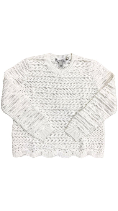 Mesh Crew With Scallop Edge-Sweaters-Uniquities