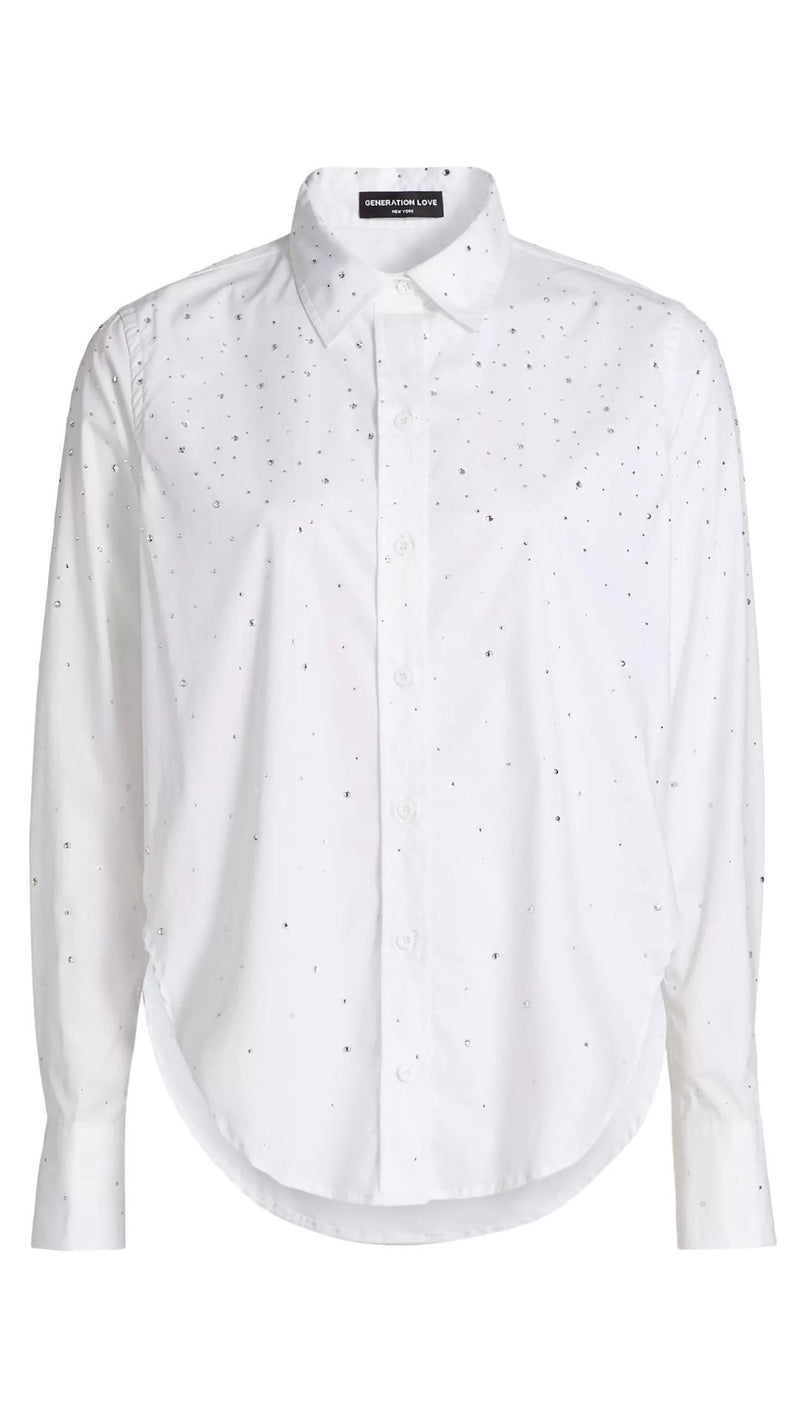 Marcello Crystal Poplin Shirt-Tops/Blouses-Uniquities