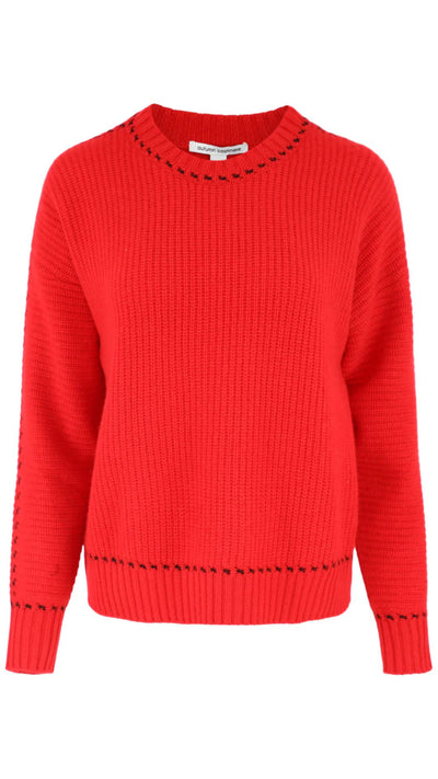 Shaker Crew With Contrast Stitch-Sweaters-Uniquities