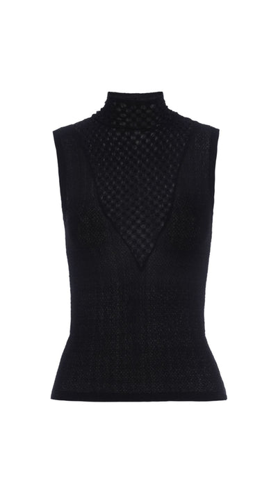 Seamed Mesh Sleveless Top-Tops/Blouses-Uniquities