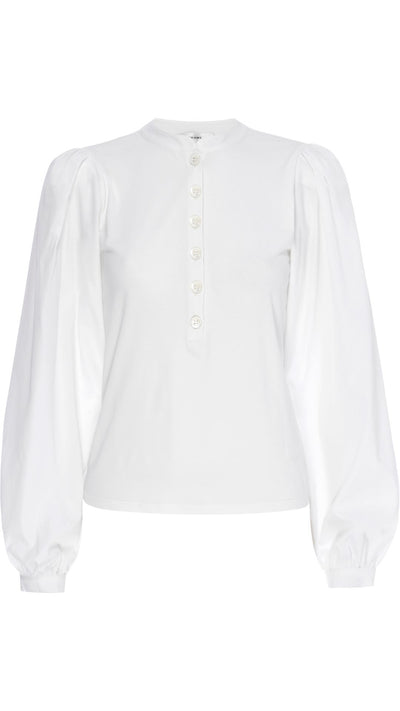 Femme Puff Sleeve Henley-Tops/Blouses-Uniquities